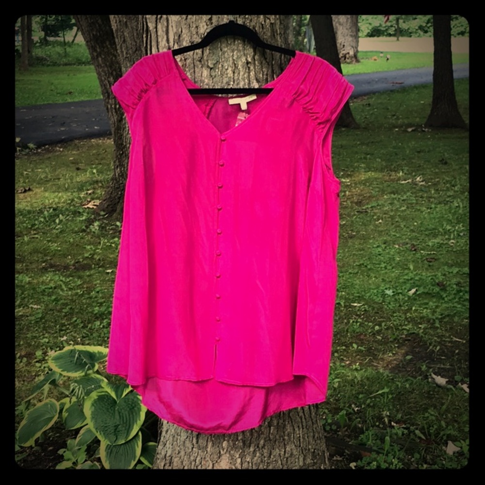 41 Hawthorne Tulip Sleeve Silk Top